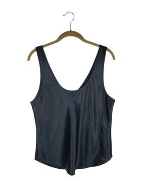 Farr West Reversible Scoop V-Neck Camisole Top Black Shiny Womens Large